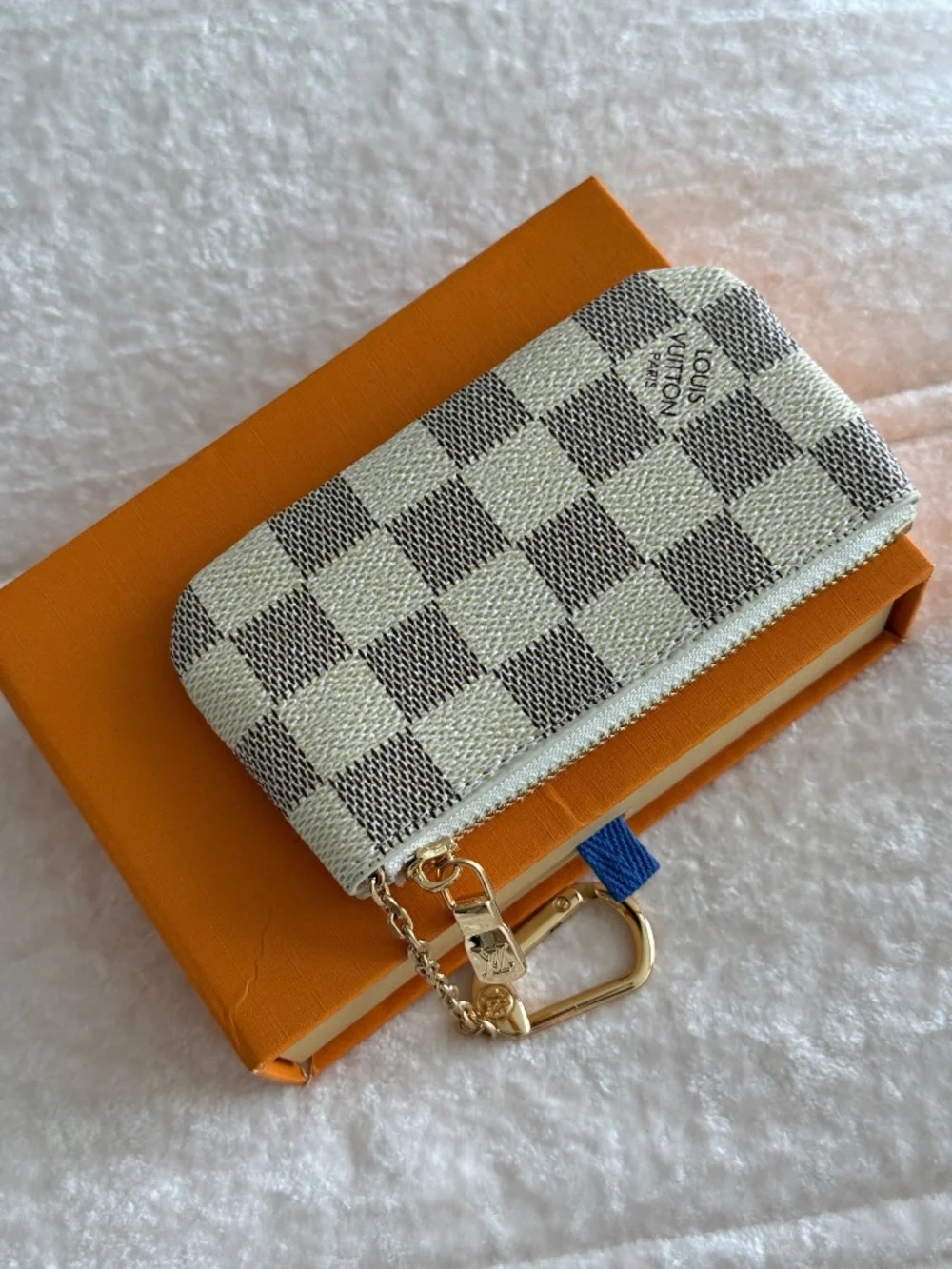 Louis Vuitton Damier Azur Pochette Clés Key Pouch Coin Purse Card Holder